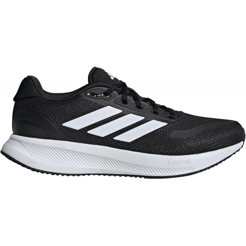 adidas Men's Run Falcon 5 Sneaker, Black/White/Black, 9 Wide